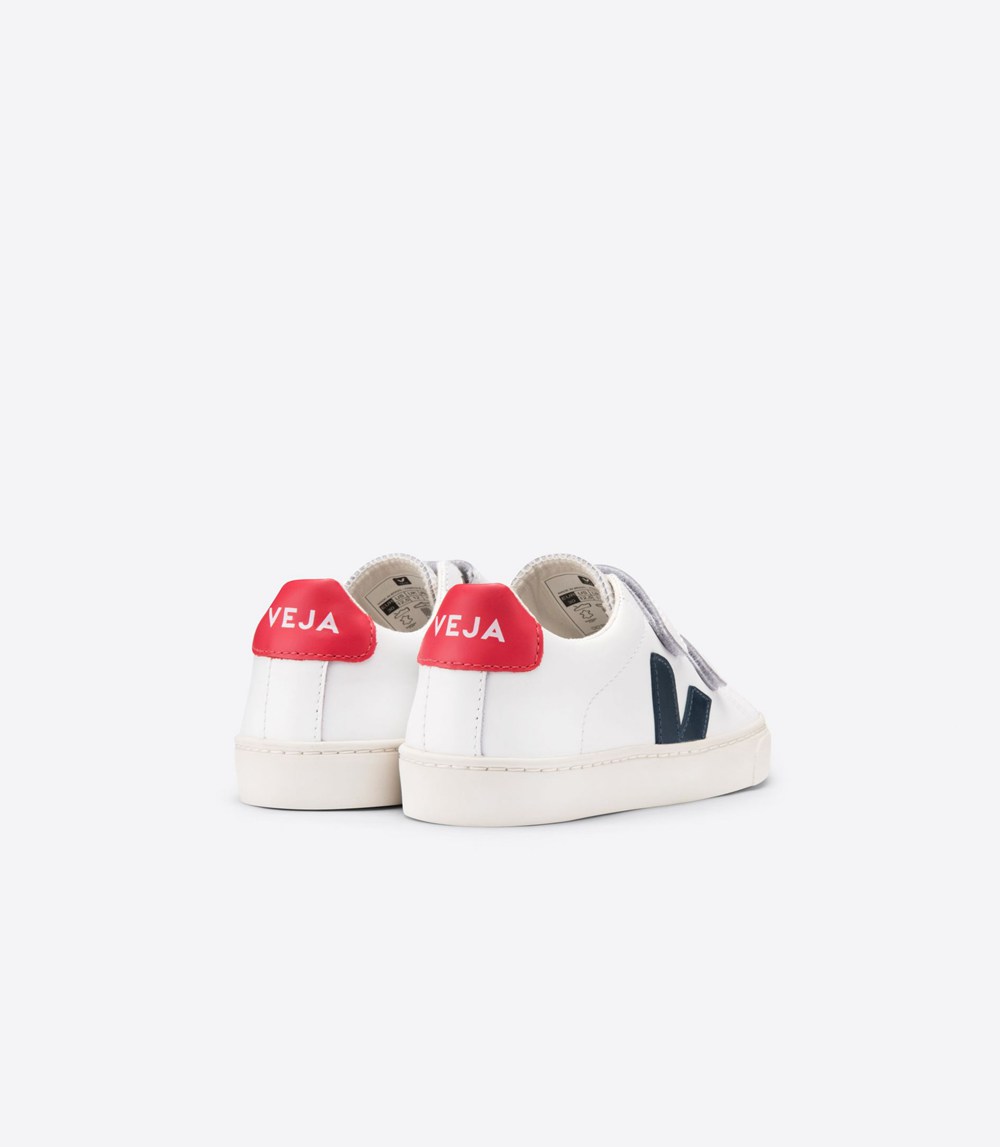 Veja Sneakers Barn - Esplar Velcro Läder - Vita - 371294-EKL